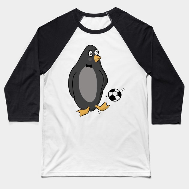 Cute Cartoon Soccer Penguin Baseball T-Shirt by gloobella